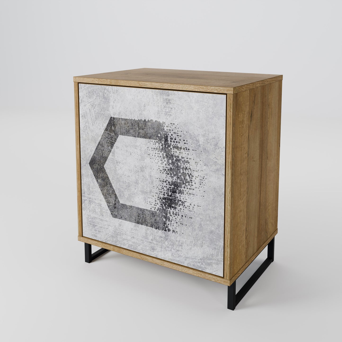 Credenza HEXAGONAL FIGURES a 1 anta effetto rovere