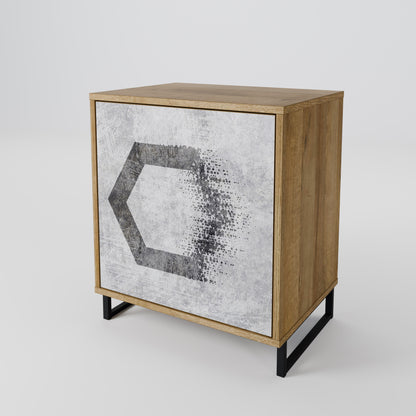 Credenza HEXAGONAL FIGURES a 1 anta effetto rovere