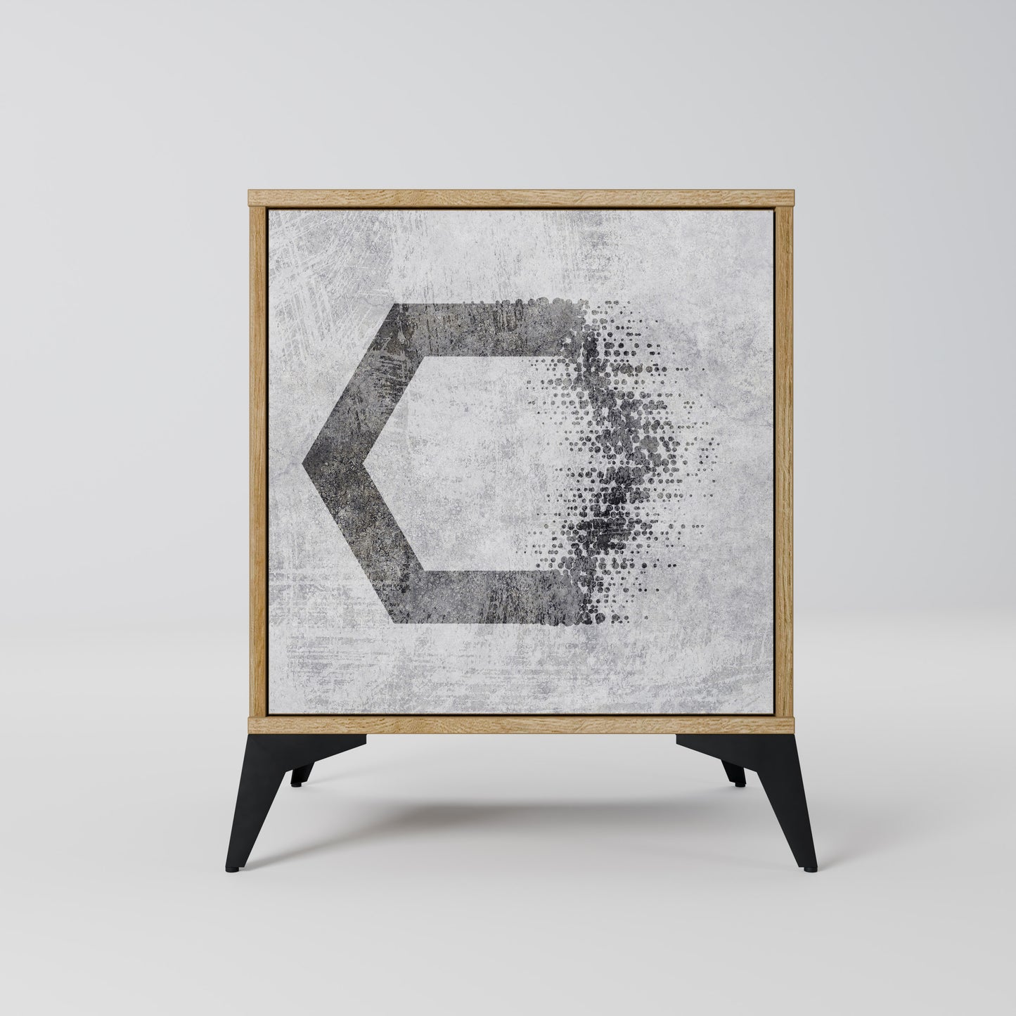 Credenza HEXAGONAL FIGURES a 1 anta effetto rovere