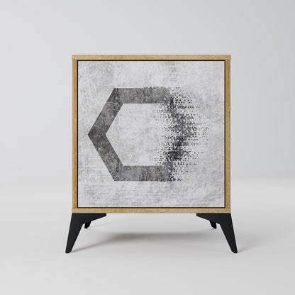 Credenza HEXAGONAL FIGURES a 1 anta effetto rovere