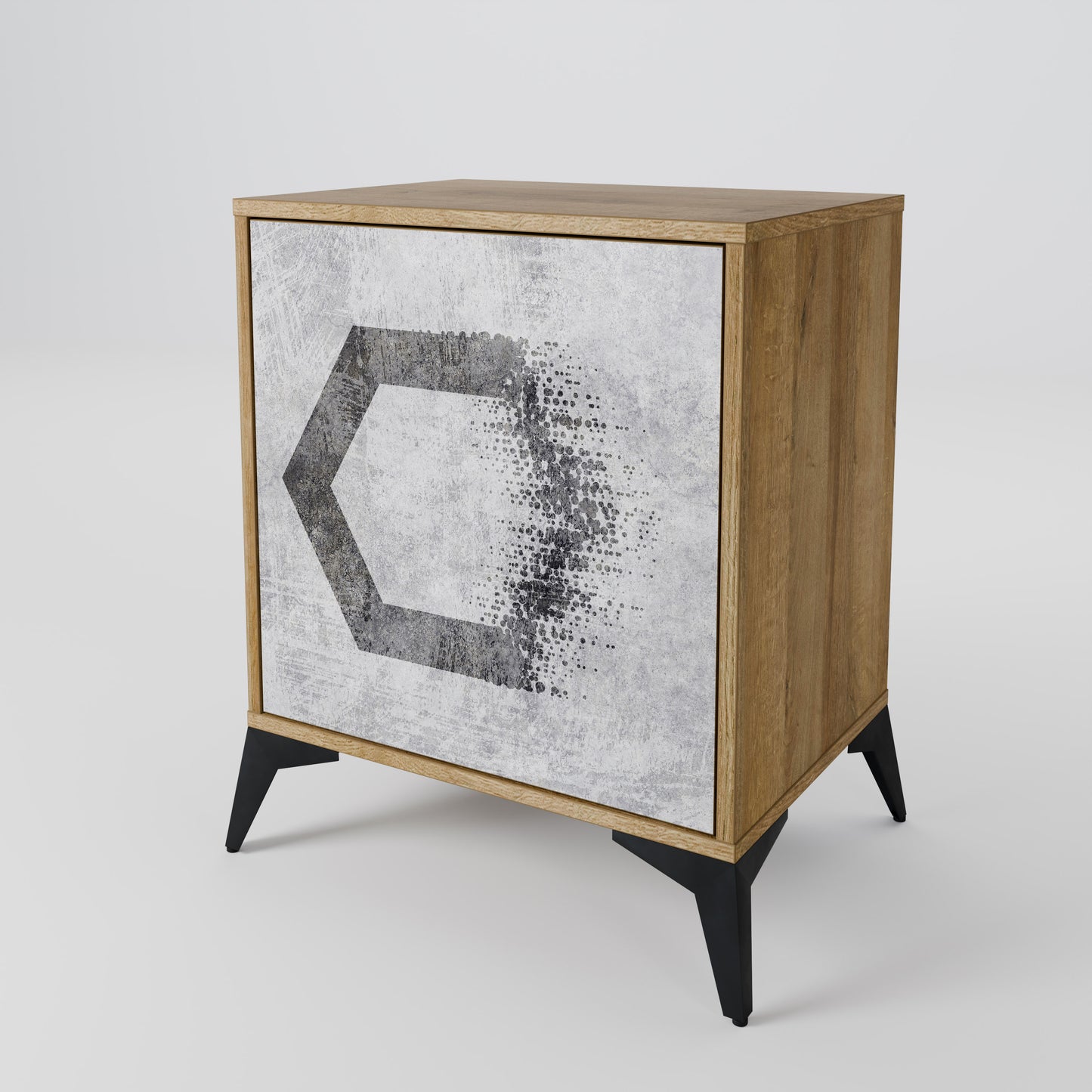 Credenza HEXAGONAL FIGURES a 1 anta effetto rovere