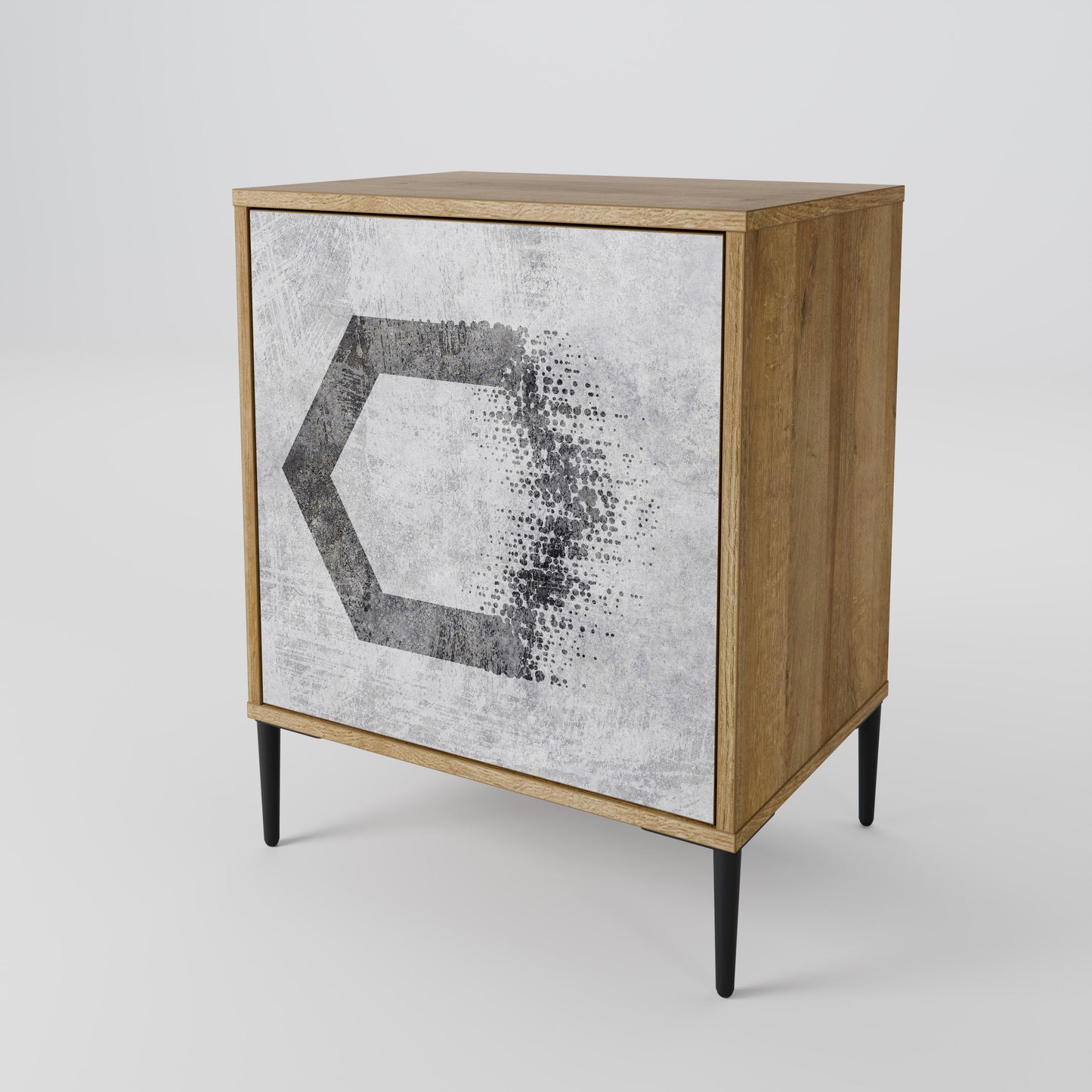 Credenza HEXAGONAL FIGURES a 1 anta effetto rovere