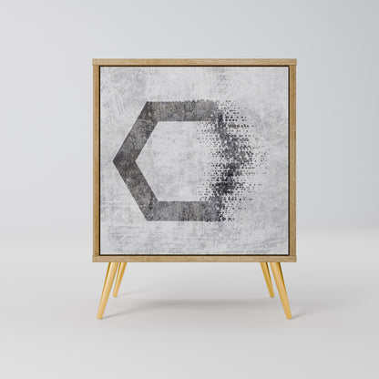 Credenza HEXAGONAL FIGURES a 1 anta effetto rovere