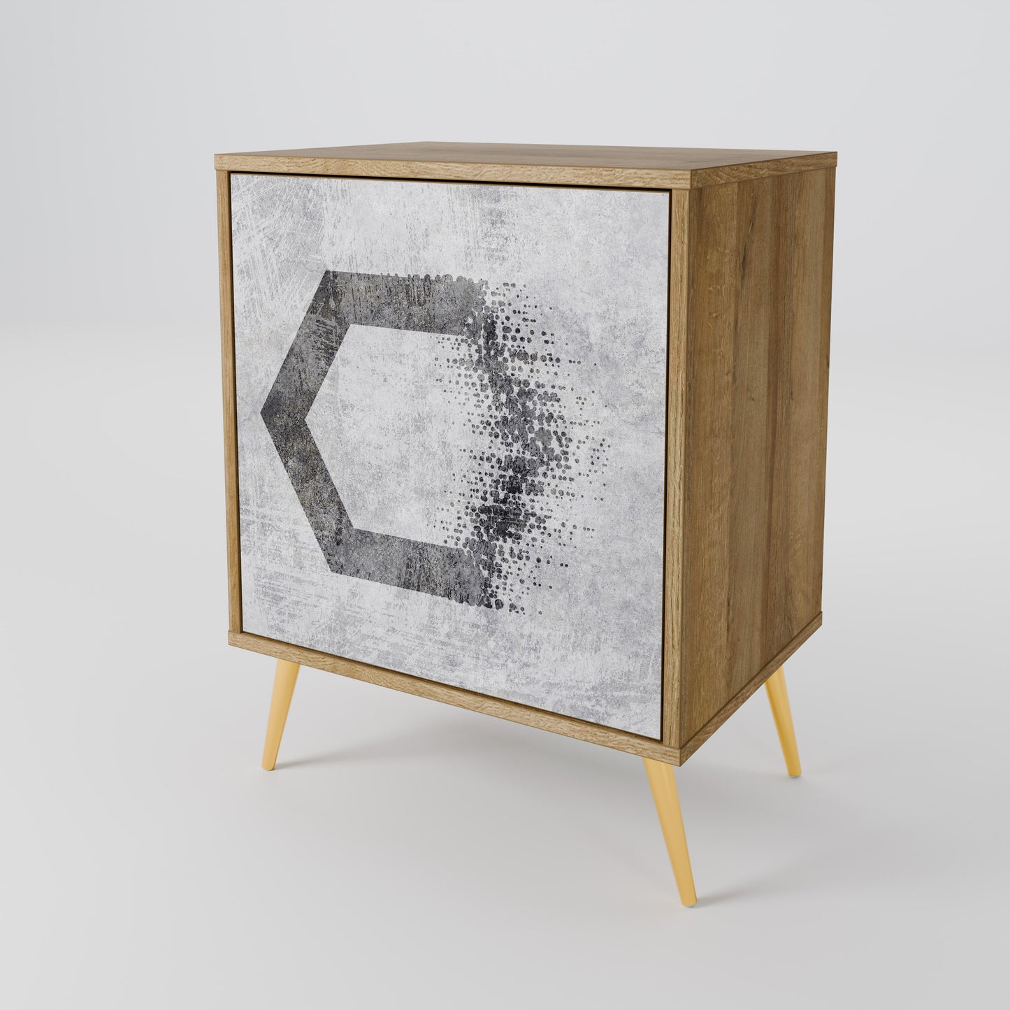 Credenza HEXAGONAL FIGURES a 1 anta effetto rovere