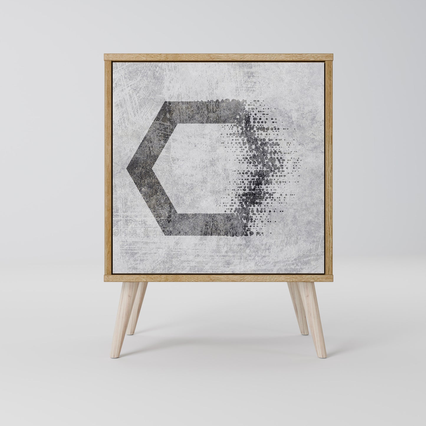 Credenza HEXAGONAL FIGURES a 1 anta effetto rovere