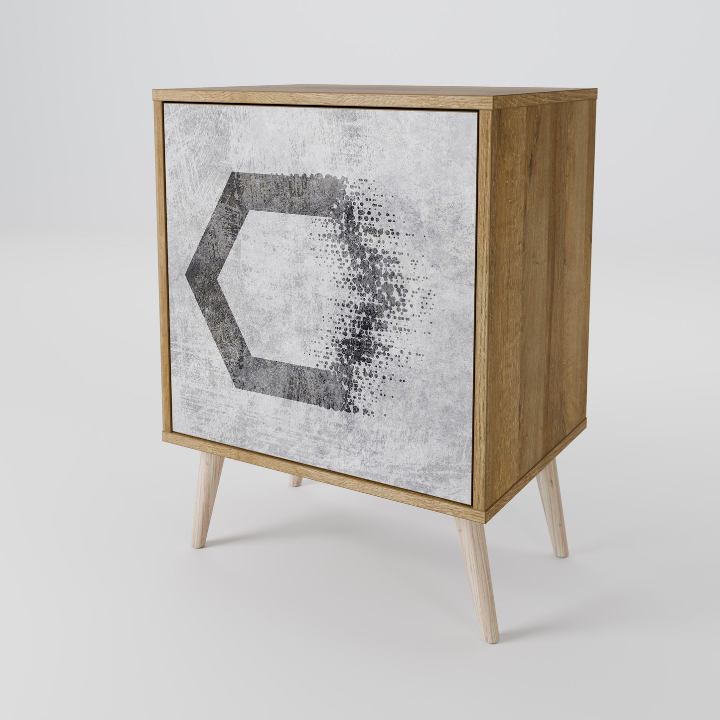 Credenza HEXAGONAL FIGURES a 1 anta effetto rovere