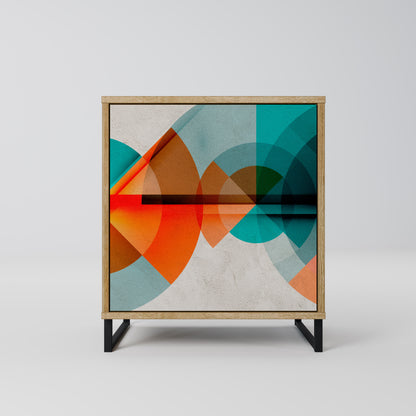 Credenza CIRCULAR RHAPSODY a 1 anta effetto rovere