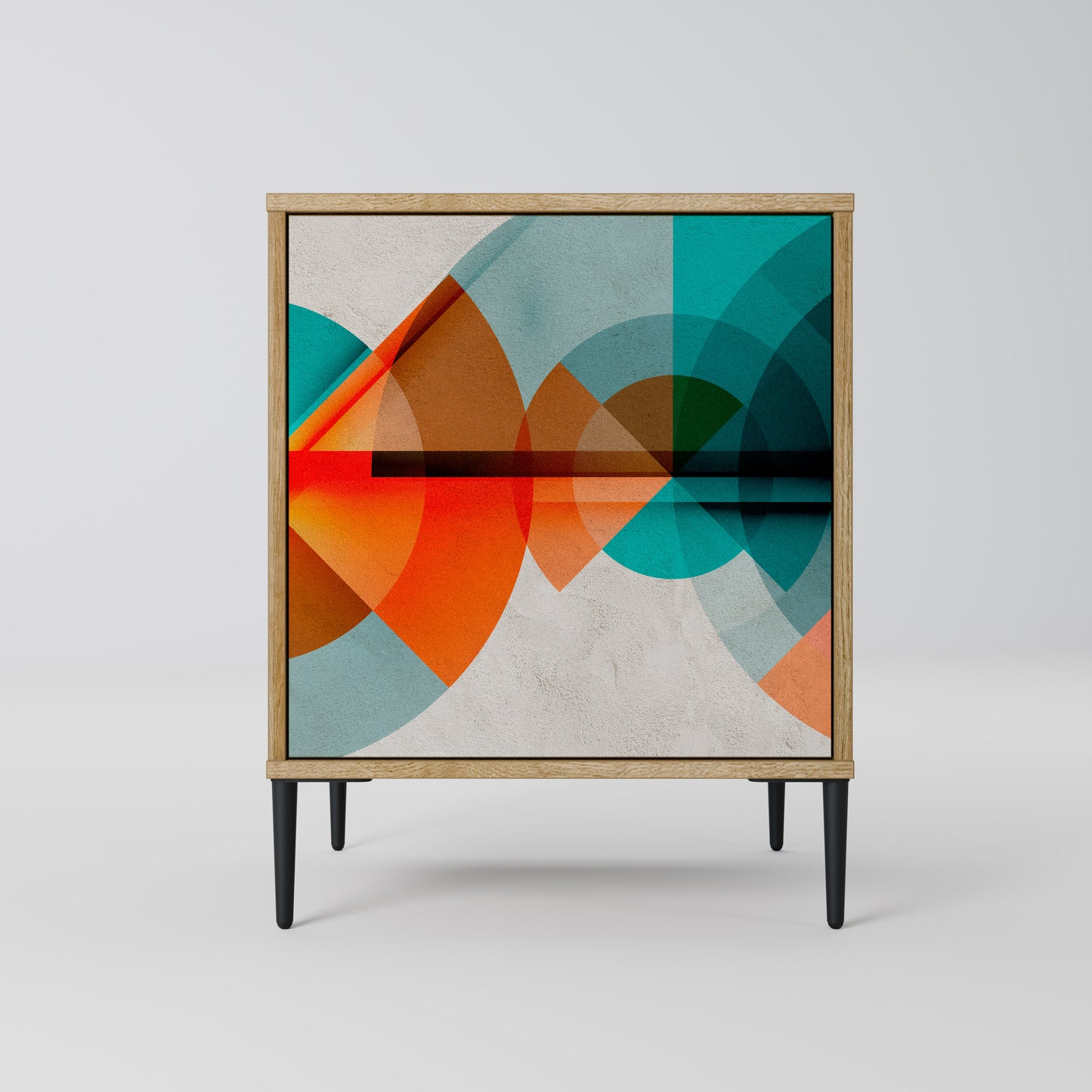 Credenza CIRCULAR RHAPSODY a 1 anta effetto rovere