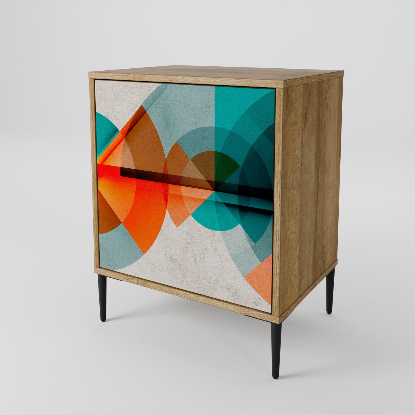 Credenza CIRCULAR RHAPSODY a 1 anta effetto rovere