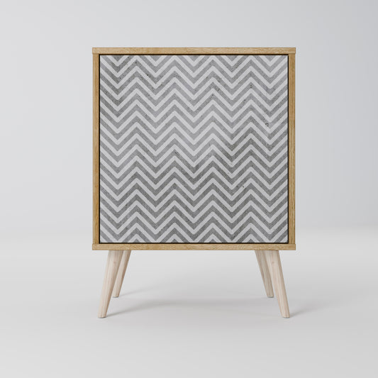 Credenza CONCRETE ZIG ZAG a 1 anta effetto rovere