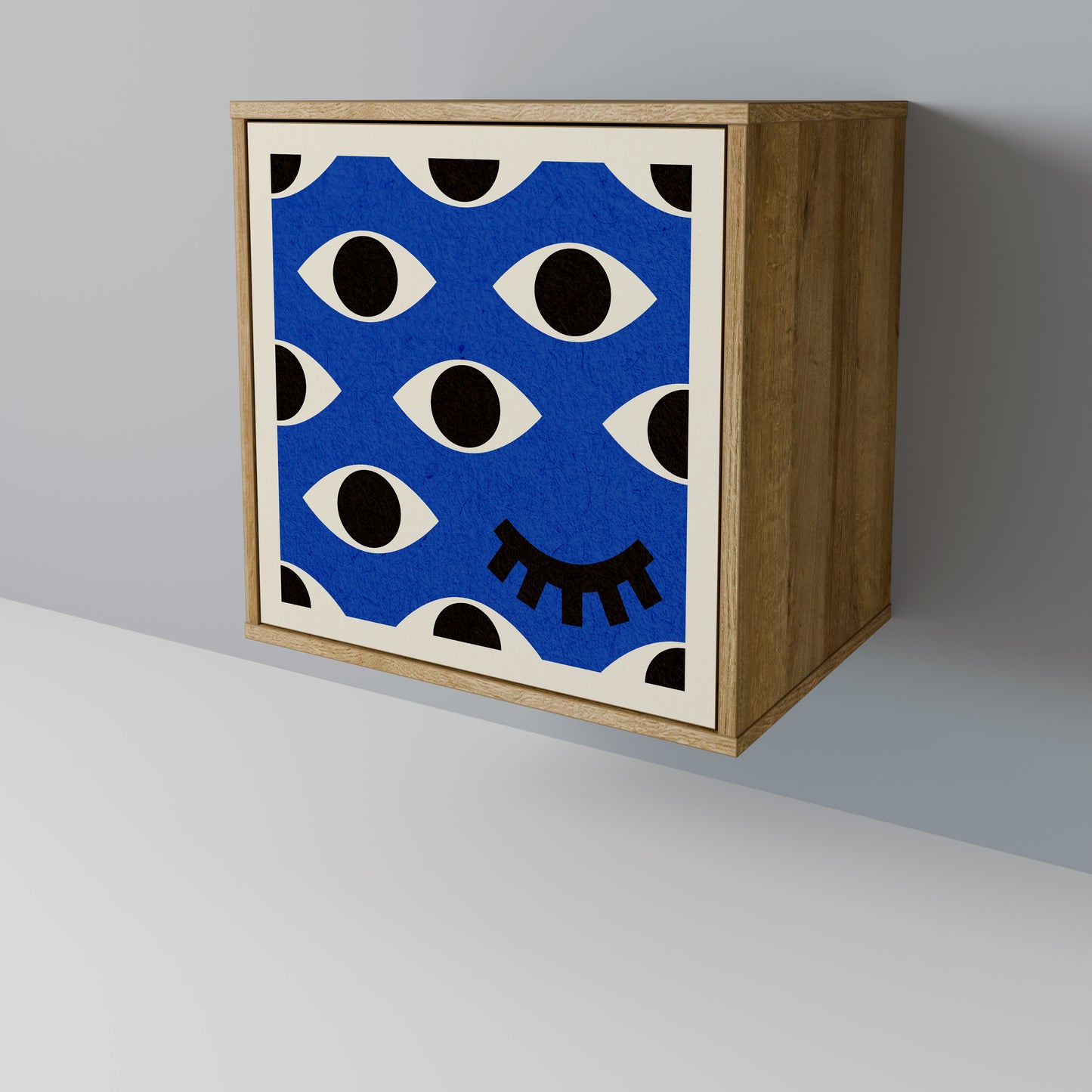 Credenza GEOMETRIC EYES a 1 anta effetto rovere