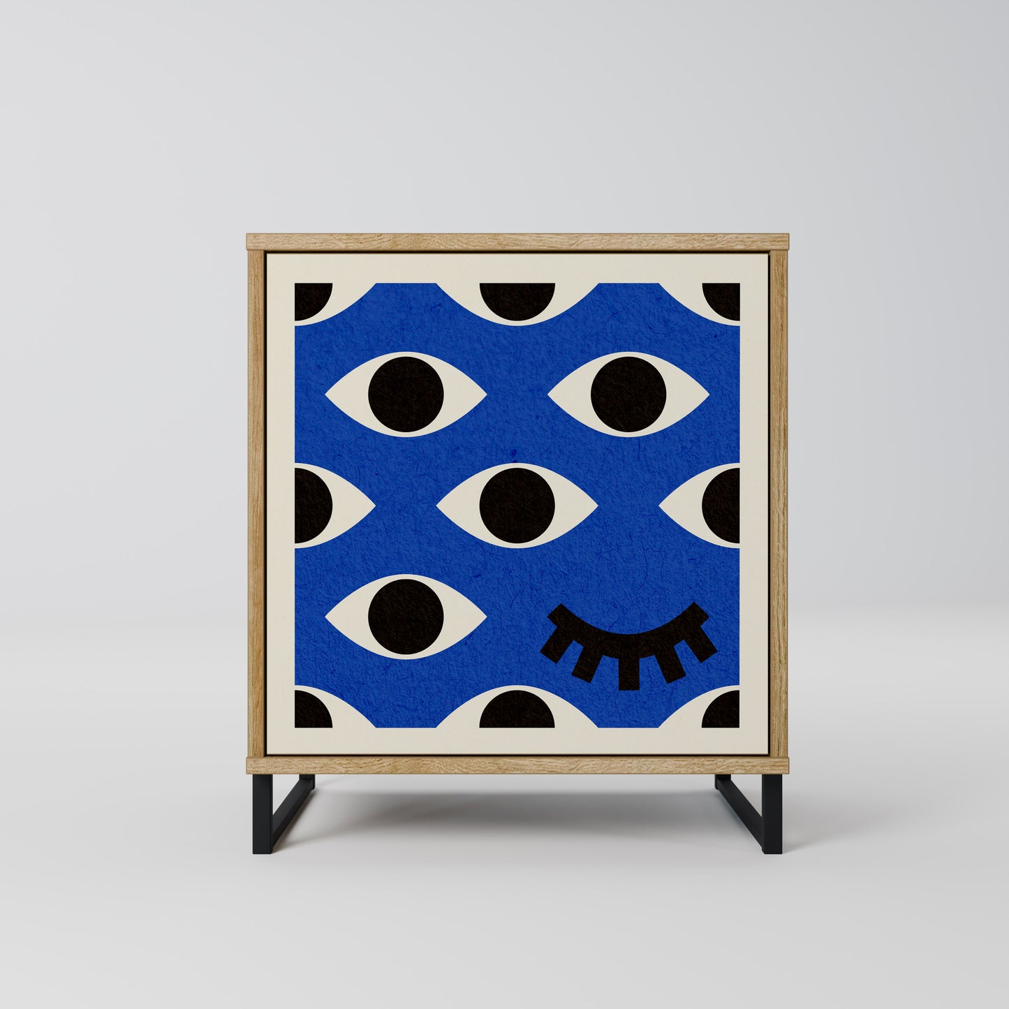 Credenza GEOMETRIC EYES a 1 anta effetto rovere