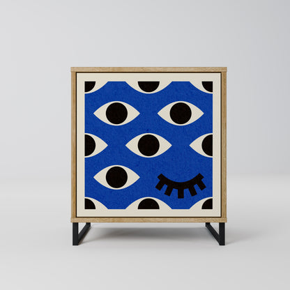 Credenza GEOMETRIC EYES a 1 anta effetto rovere