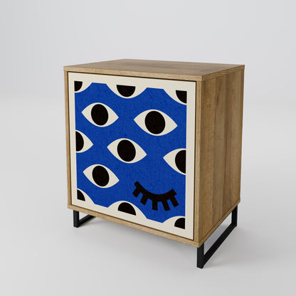 Credenza GEOMETRIC EYES a 1 anta effetto rovere