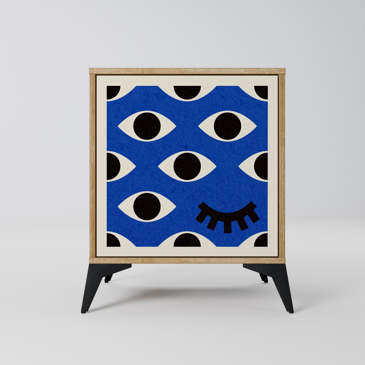 Credenza GEOMETRIC EYES a 1 anta effetto rovere