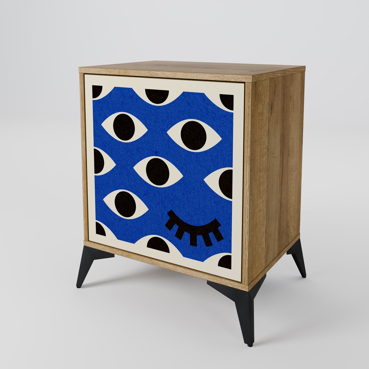 Credenza GEOMETRIC EYES a 1 anta effetto rovere