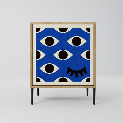 Credenza GEOMETRIC EYES a 1 anta effetto rovere