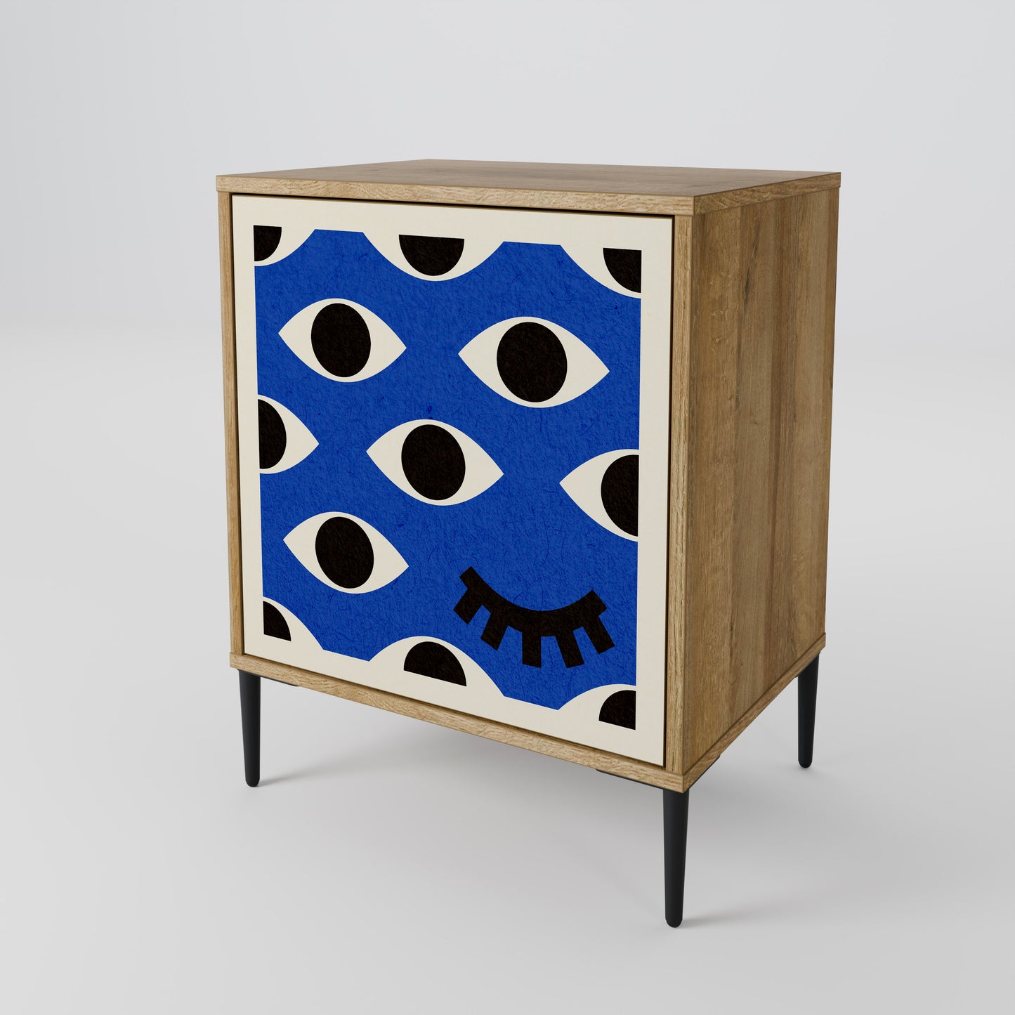 Credenza GEOMETRIC EYES a 1 anta effetto rovere