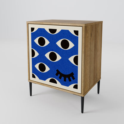 Credenza GEOMETRIC EYES a 1 anta effetto rovere