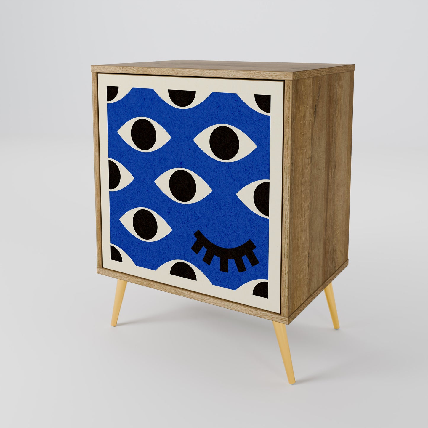 Credenza GEOMETRIC EYES a 1 anta effetto rovere