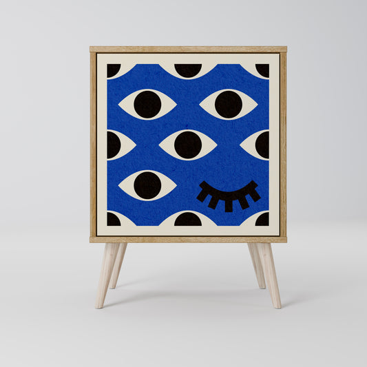 Credenza GEOMETRIC EYES a 1 anta effetto rovere