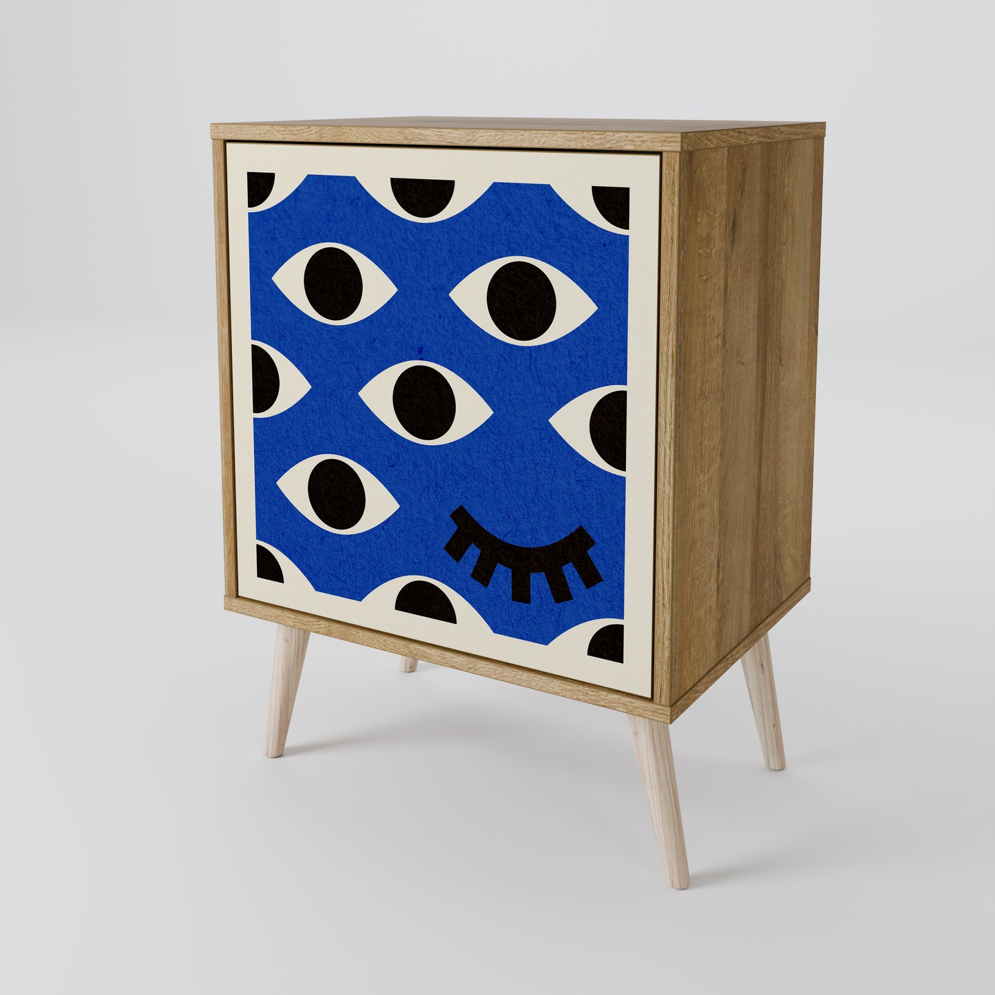 Credenza GEOMETRIC EYES a 1 anta effetto rovere
