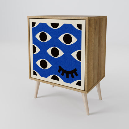 Credenza GEOMETRIC EYES a 1 anta effetto rovere
