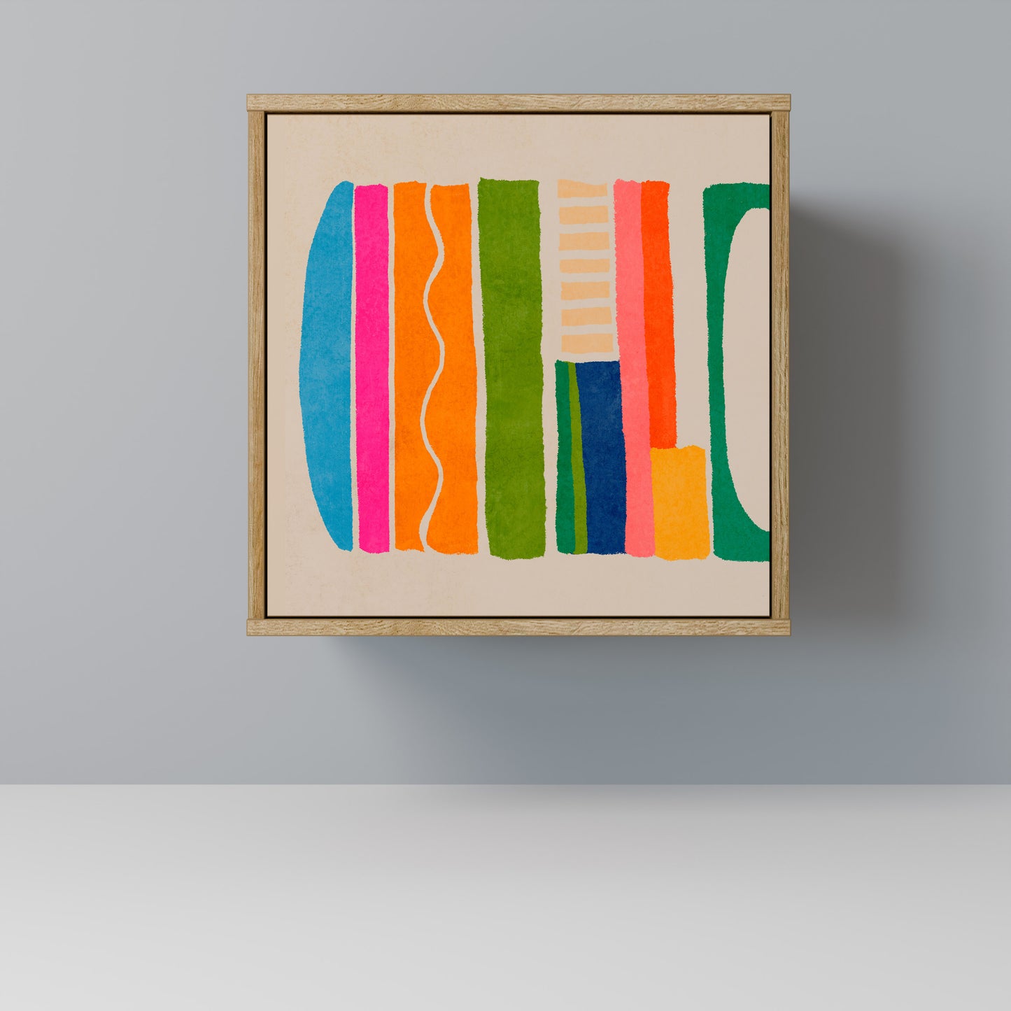 Credenza GEOMETRIC SHINE a 1 anta effetto rovere