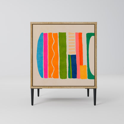 Credenza GEOMETRIC SHINE a 1 anta effetto rovere