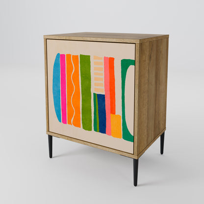 Credenza GEOMETRIC SHINE a 1 anta effetto rovere