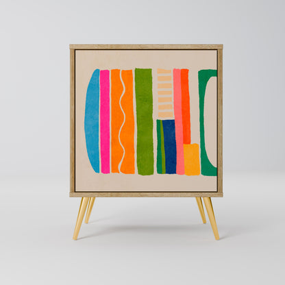 Credenza GEOMETRIC SHINE a 1 anta effetto rovere