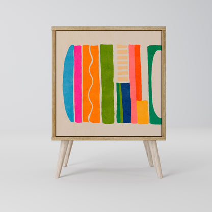 Credenza GEOMETRIC SHINE a 1 anta effetto rovere