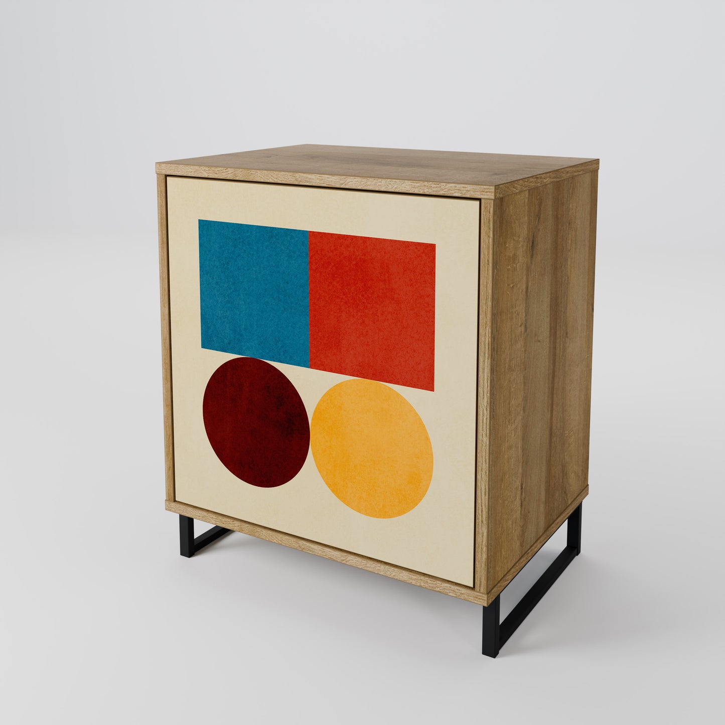 Credenza GEOMETRIC PUZZLE a 1 anta effetto rovere