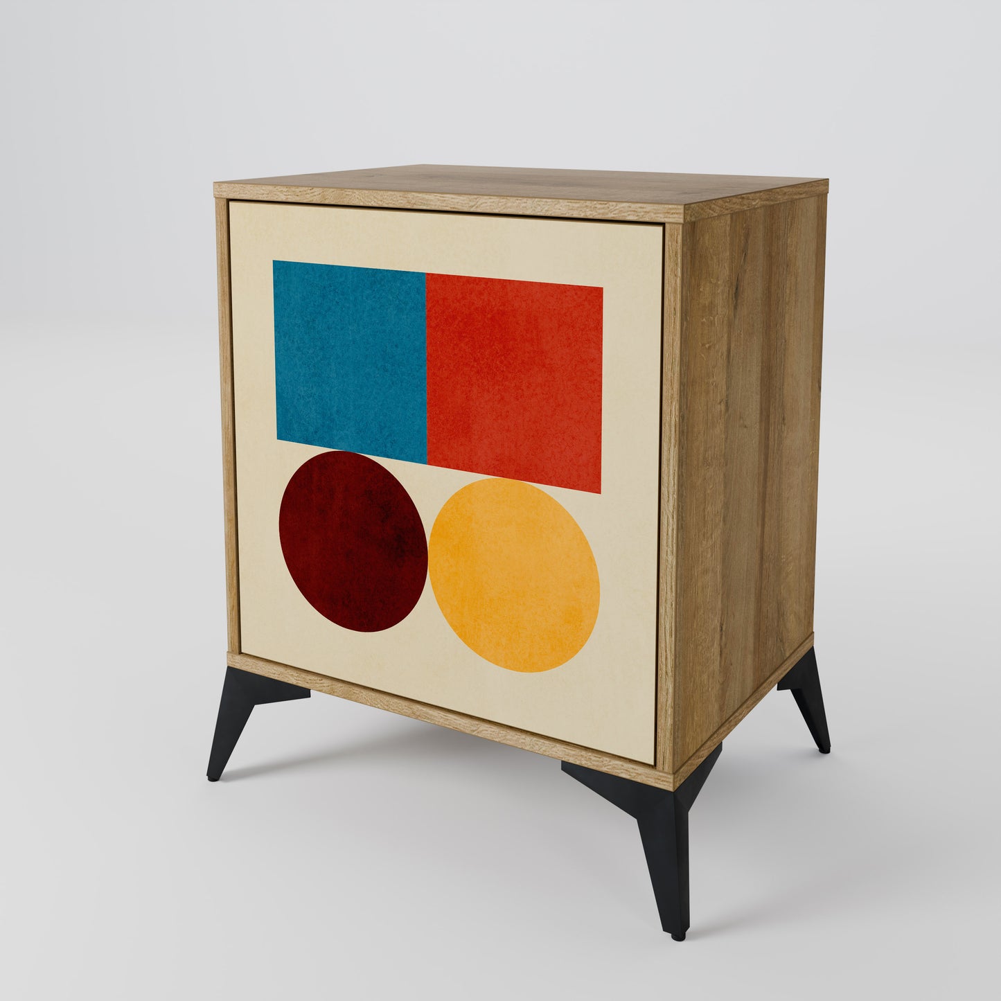 Credenza GEOMETRIC PUZZLE a 1 anta effetto rovere