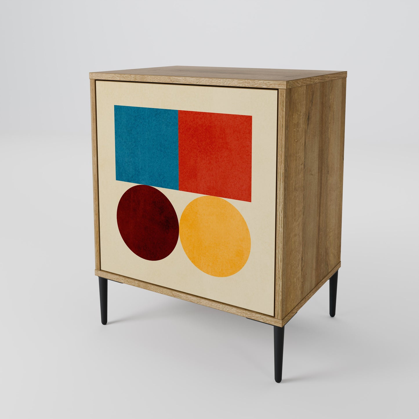 Credenza GEOMETRIC PUZZLE a 1 anta effetto rovere