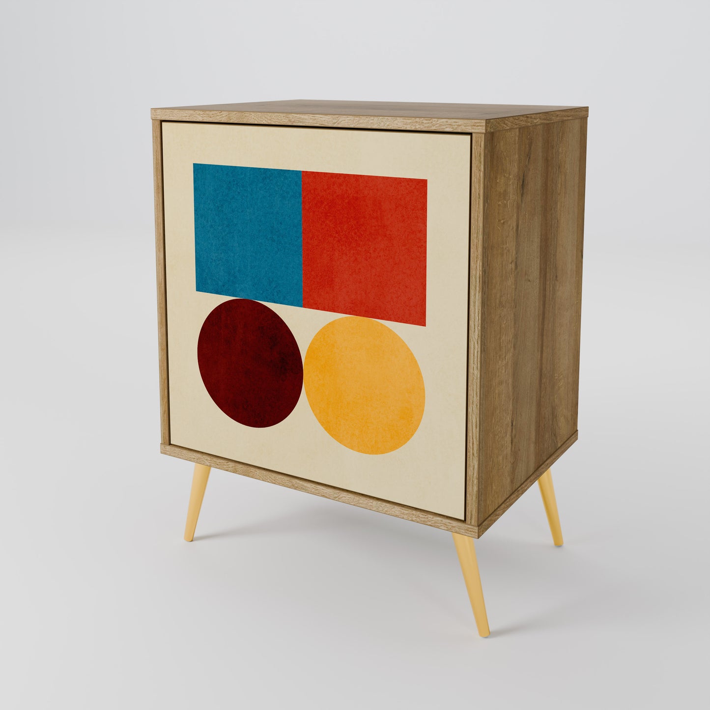 Credenza GEOMETRIC PUZZLE a 1 anta effetto rovere