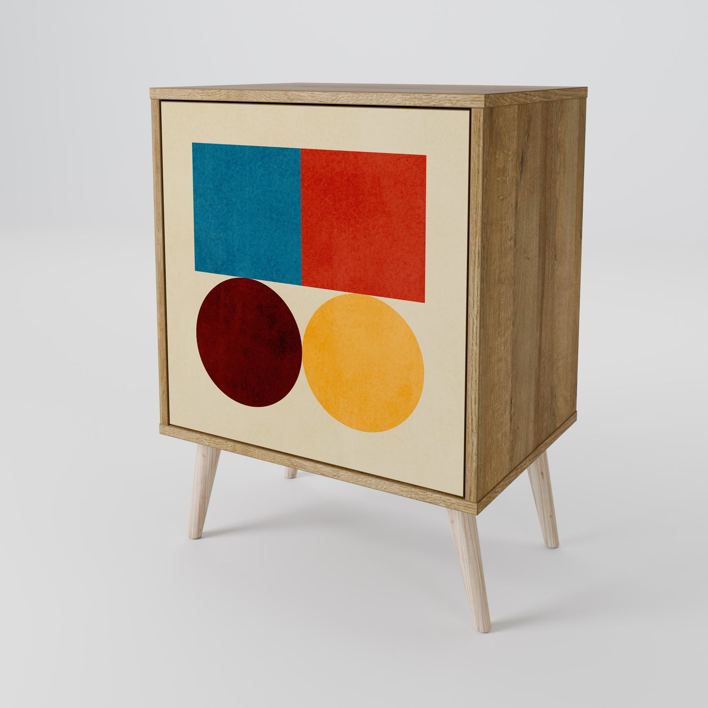 Credenza GEOMETRIC PUZZLE a 1 anta effetto rovere