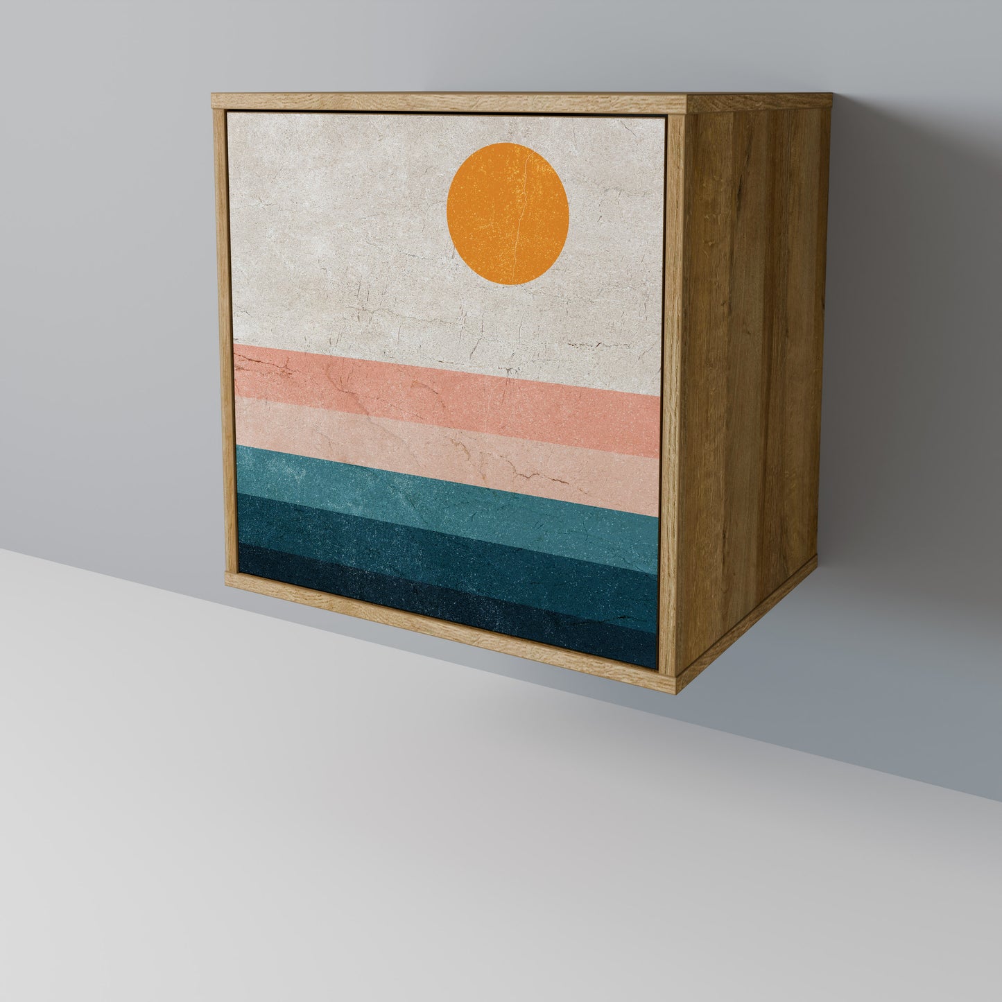 Credenza TWO HALVES a 1 anta effetto rovere