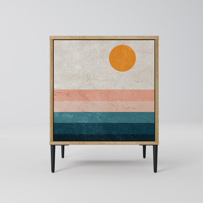 Credenza TWO HALVES a 1 anta effetto rovere