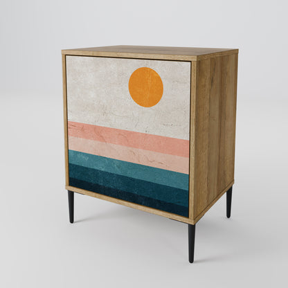 Credenza TWO HALVES a 1 anta effetto rovere