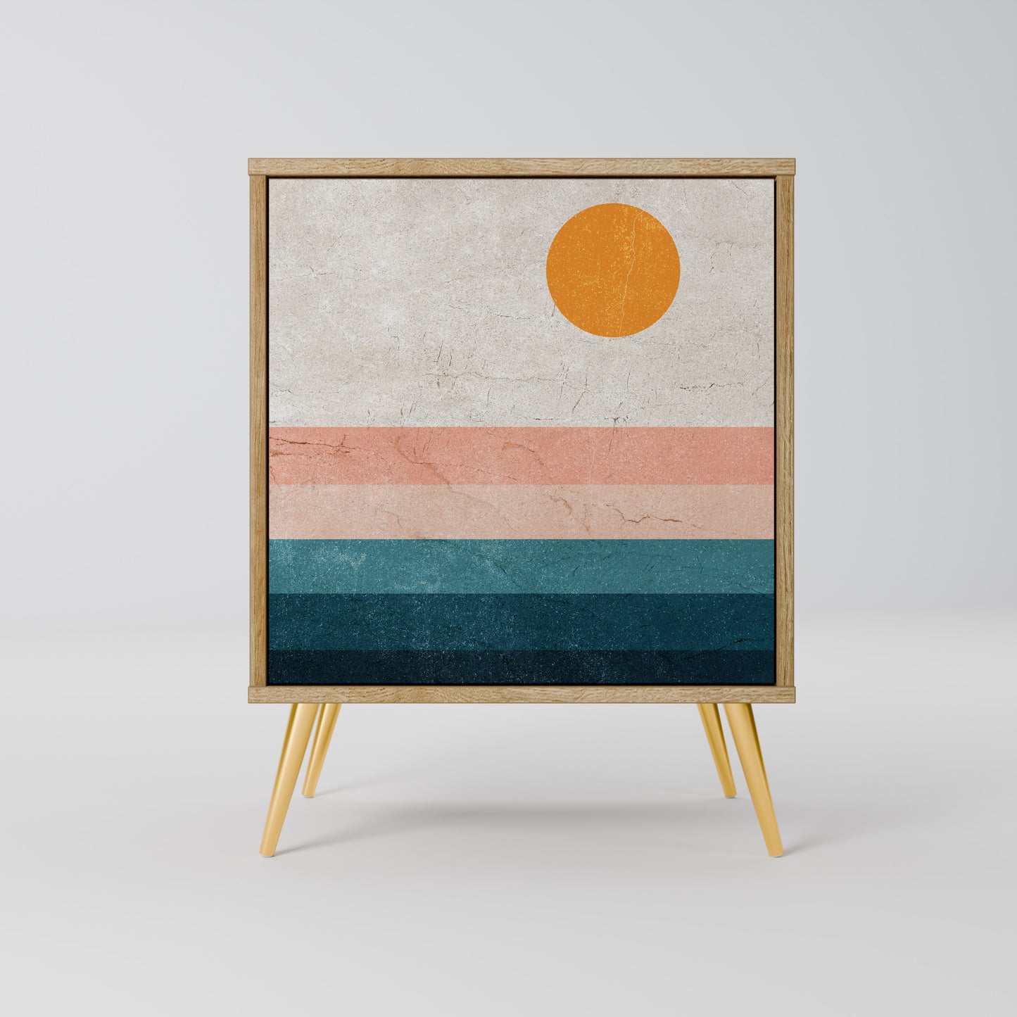 Credenza TWO HALVES a 1 anta effetto rovere