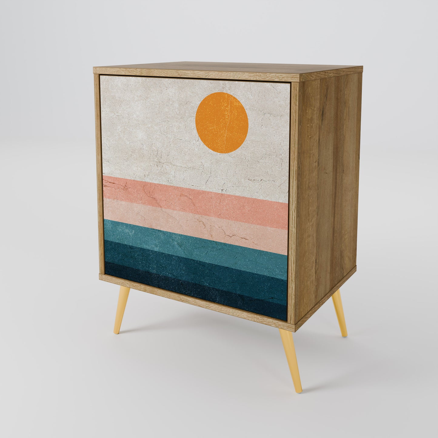 Credenza TWO HALVES a 1 anta effetto rovere