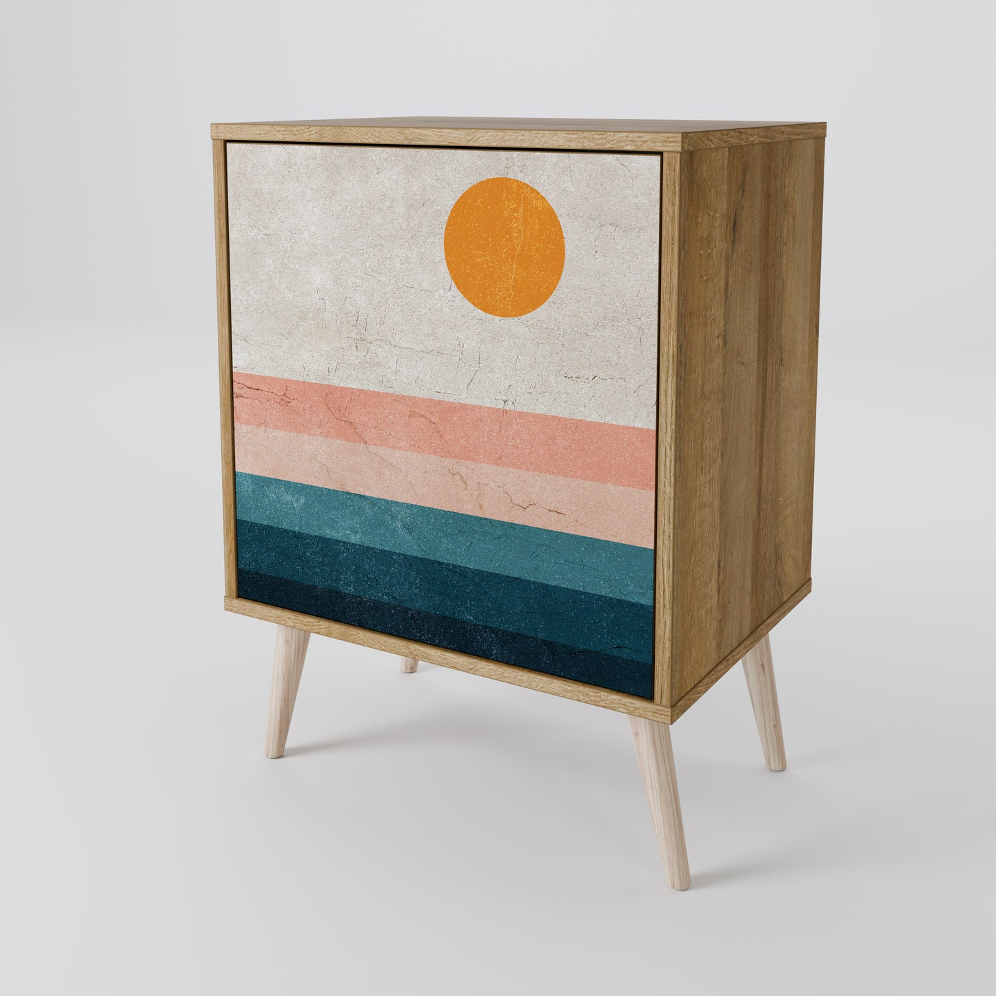 Credenza TWO HALVES a 1 anta effetto rovere