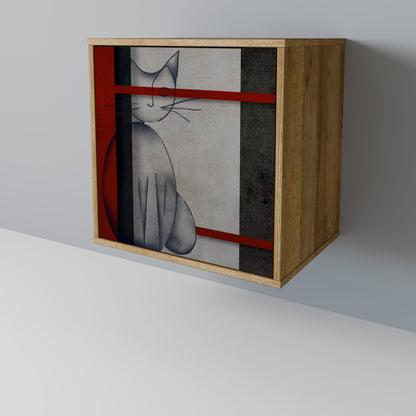 GRAY FIGURES 1-Door Sideboard in Oak Effect