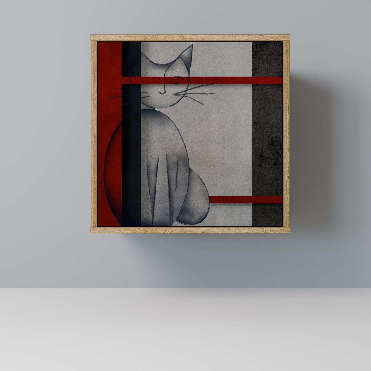 GRAY FIGURES 1-Door Sideboard in Oak Effect