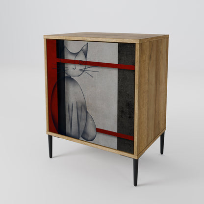 GRAY FIGURES 1-Door Sideboard in Oak Effect