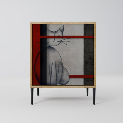 GRAY FIGURES 1-Door Sideboard in Oak Effect