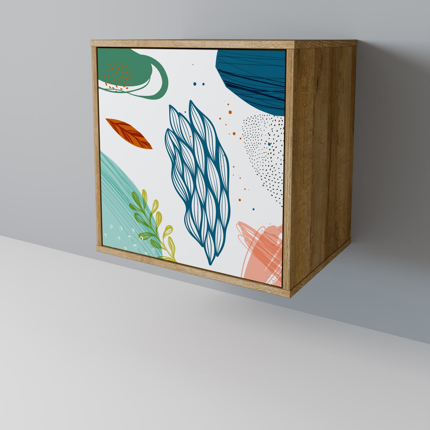 BOTANICAL HURRICANE 1-Door Sideboard in Oak Effect