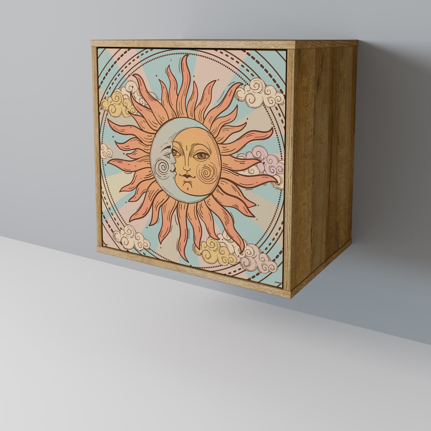 Credenza MYSTICAL STRUCTURE a 1 anta effetto rovere