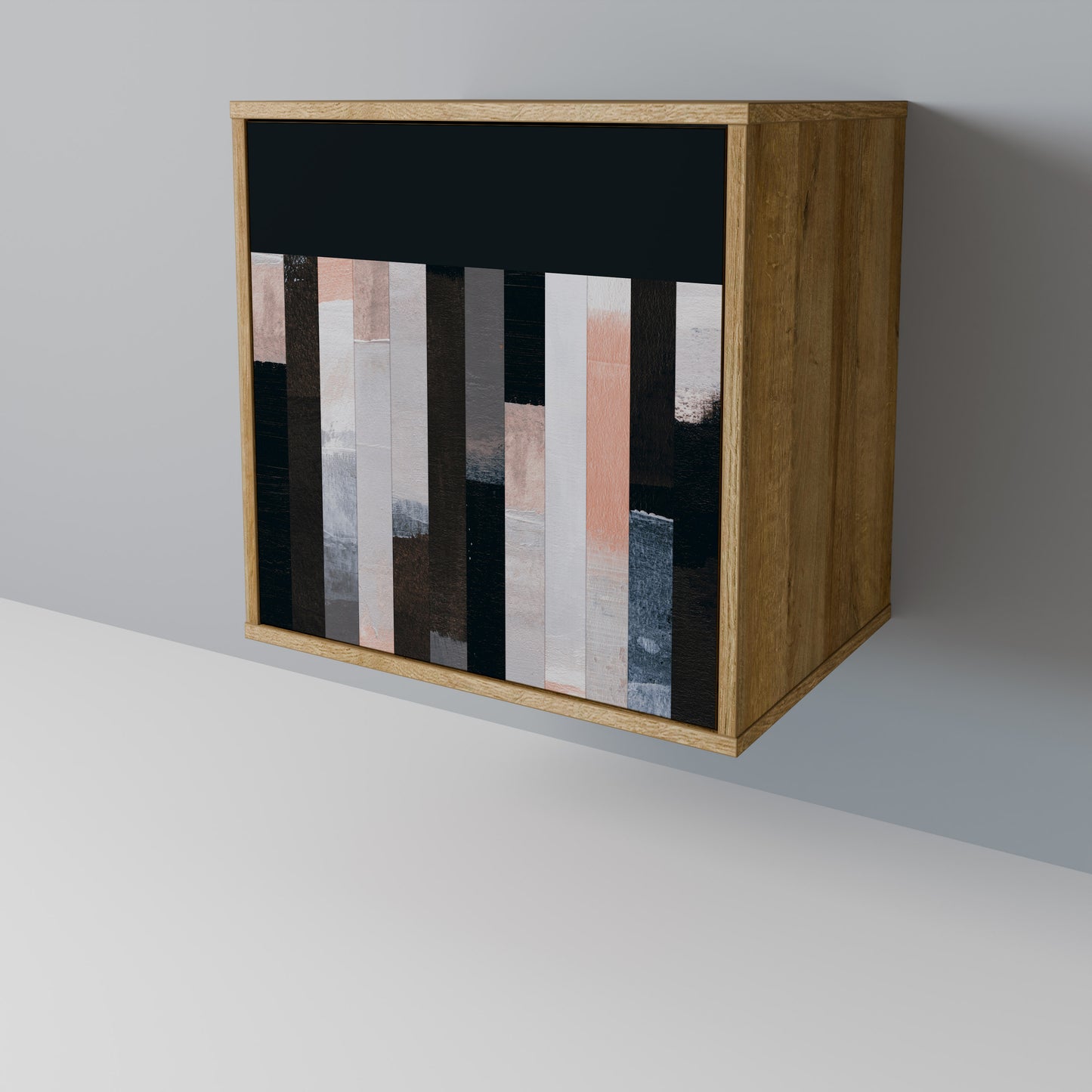 COLLAGE OF RECTANGLES 1-Door Sideboard in Oak Effect